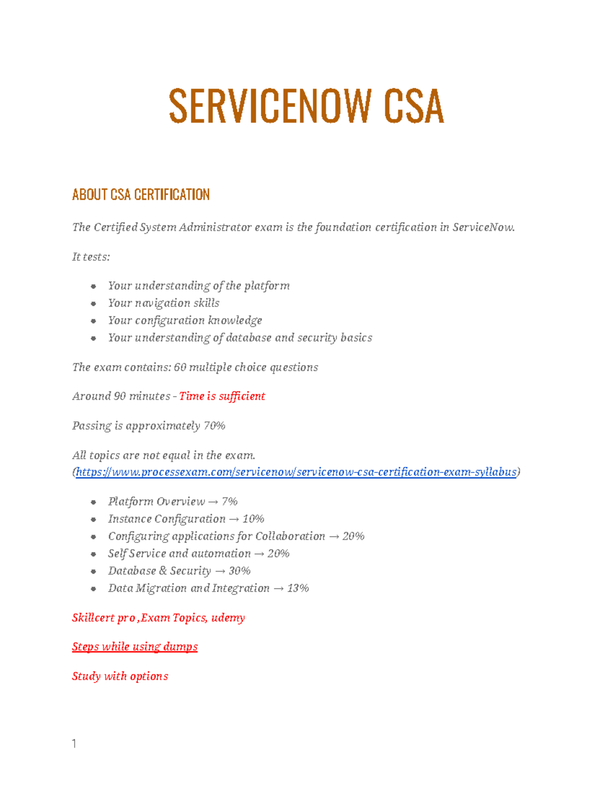 ServiceNow CSA Exam Pattern & Platform Overview Guide - Studocu