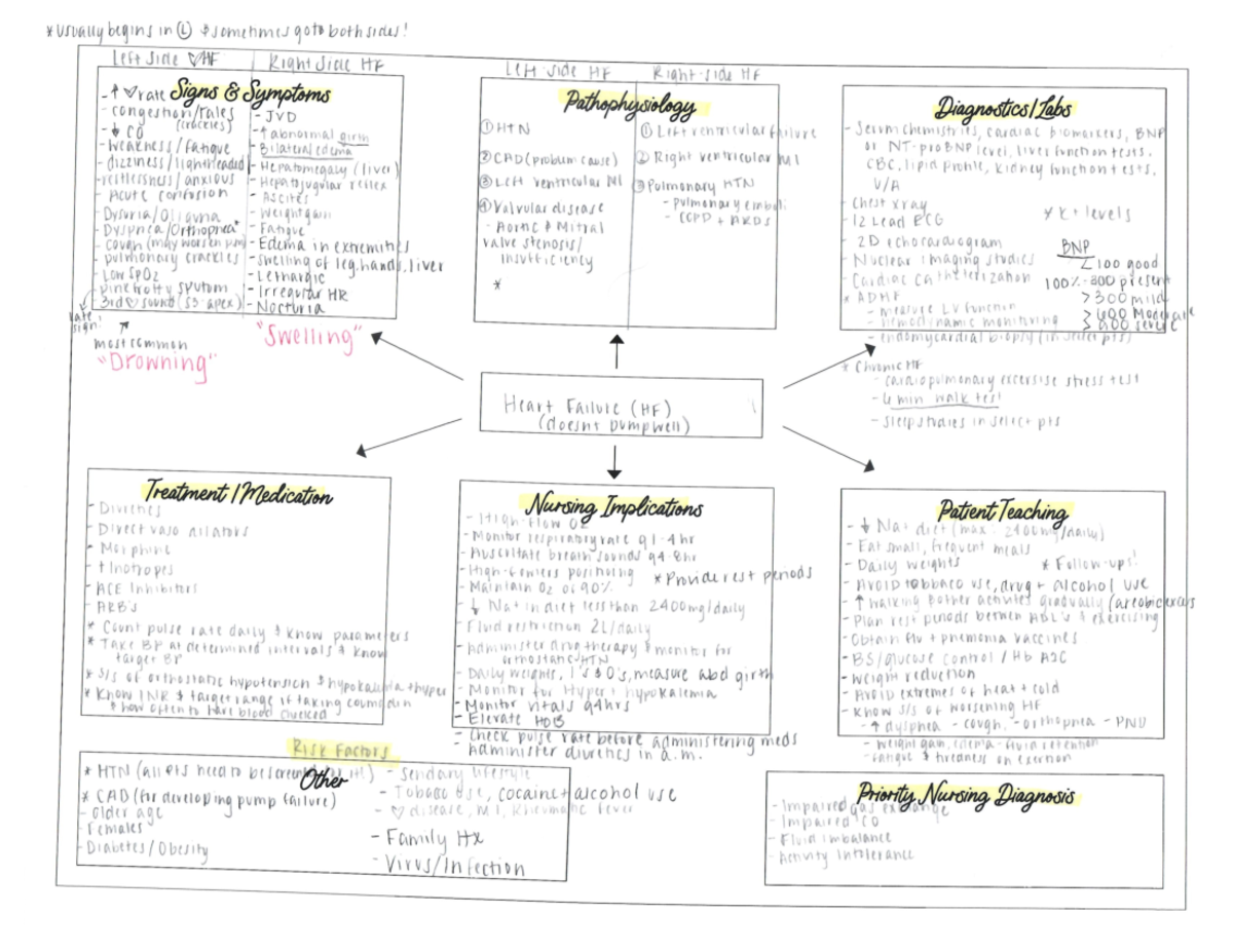 Heart Failure (HF) Concept Map: Signs, Symptoms, and Nursing Care - Studocu