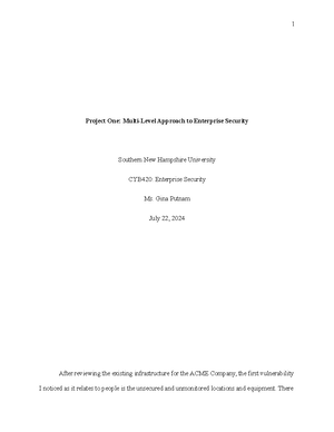 CYB 400 Enterprise Assessment Strategy: Securing Networks