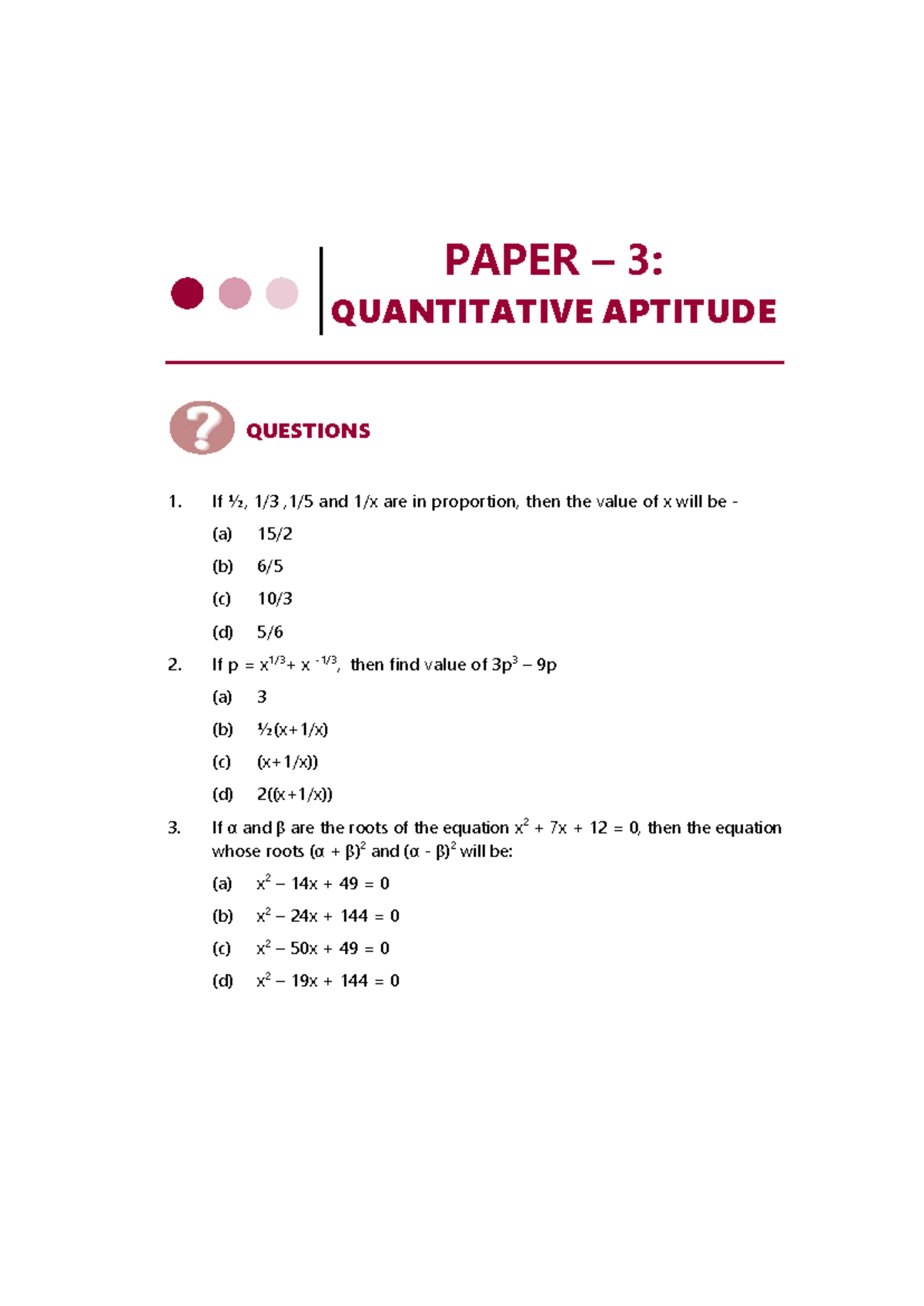 RTP SEP24 P3: Quantitative Aptitude Revision Test Paper - Studocu