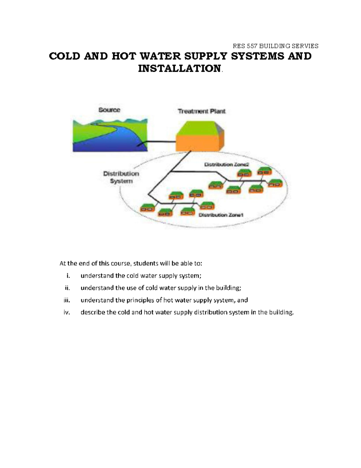 Chap 1c Water Distribution - Building Services - RES 557 BUILDING ...