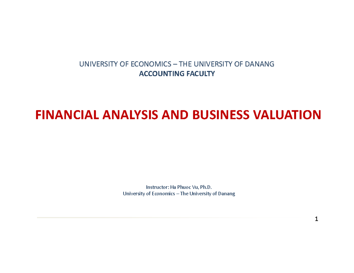 FIN 301 - Final Exam Notes on Financial Analysis & Business Valuation ...