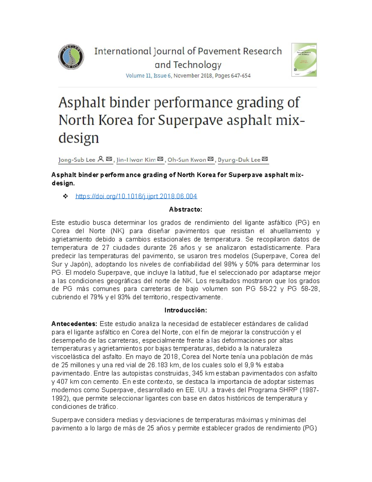 Grading of Asphalt Binder Performance in North Korea for Superpave Mix ...