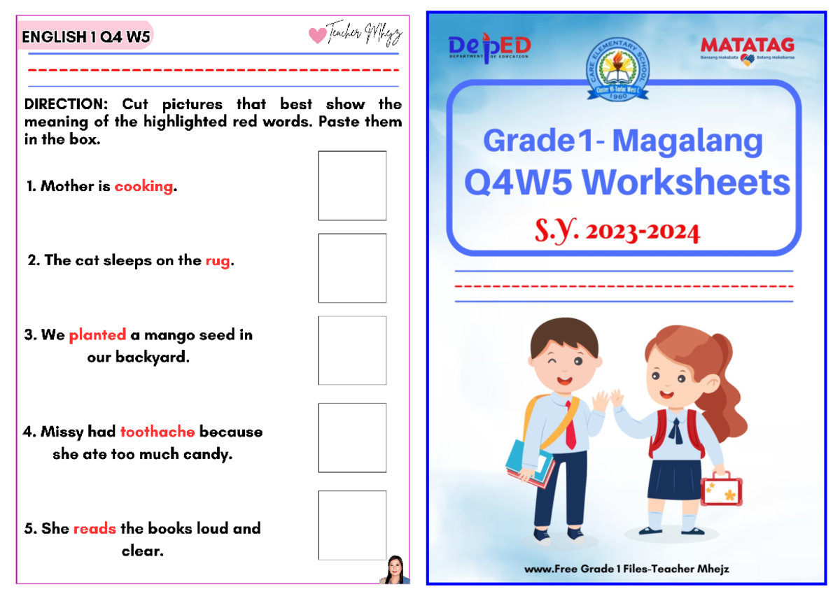 ENGLISH 1 Q4 W5 Worksheets by Teacher Mhyz - Activities and Directions ...