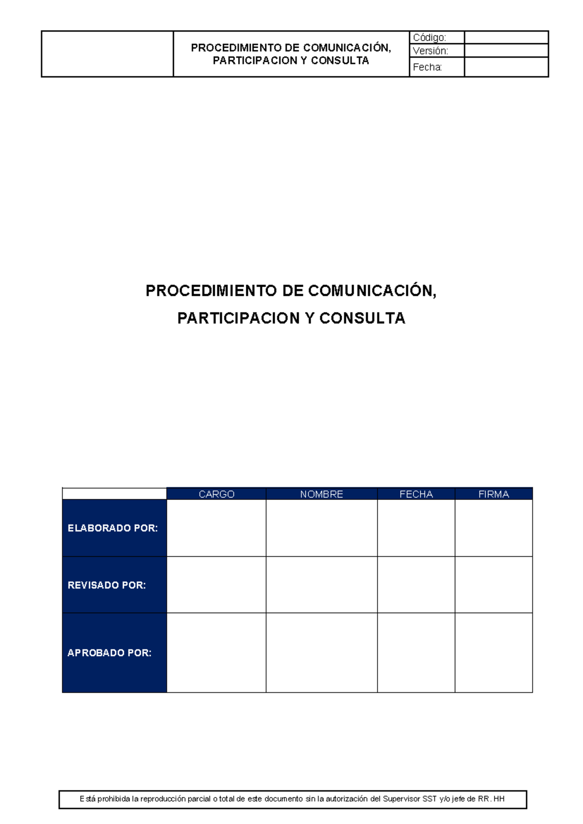 Procedimiento de Comunicación y Participación en SGSST - Document Preview