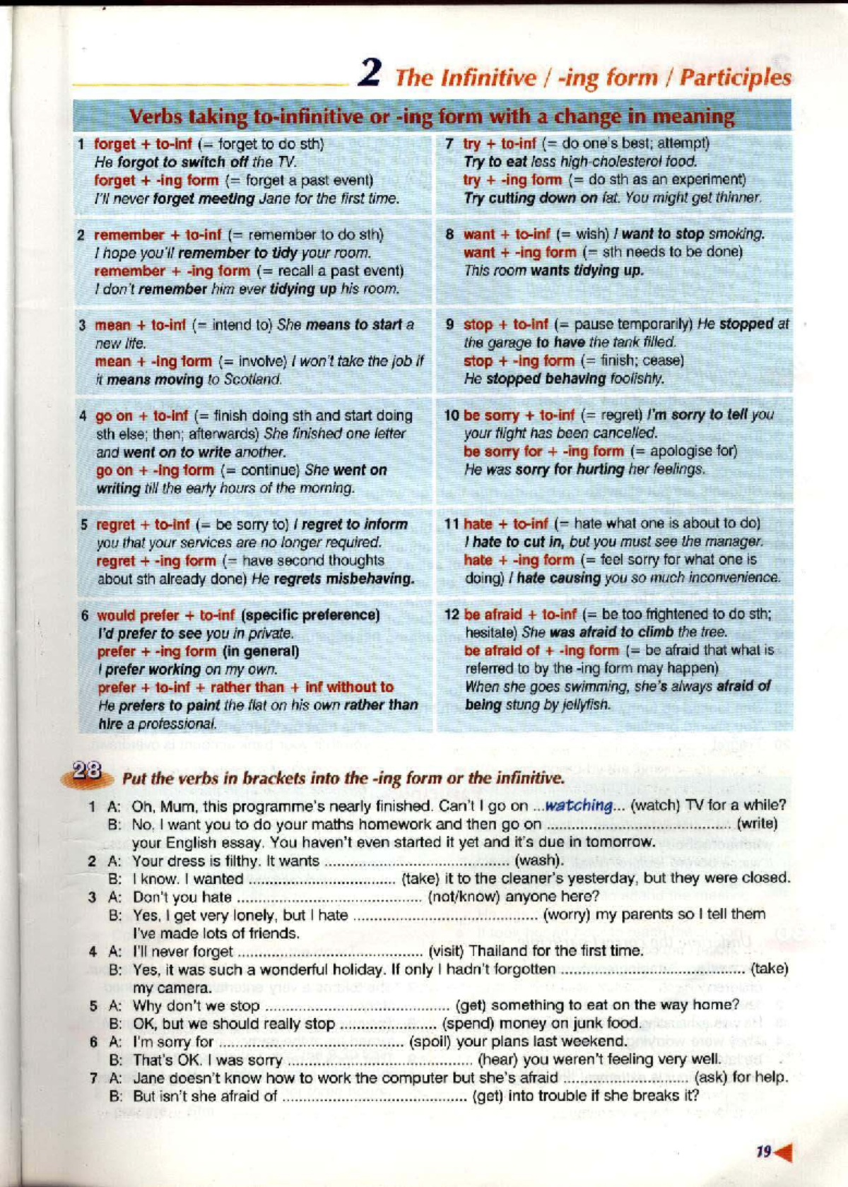 Grammar Exercises: Infinitive Forms & Participles (Page 20) - Studocu