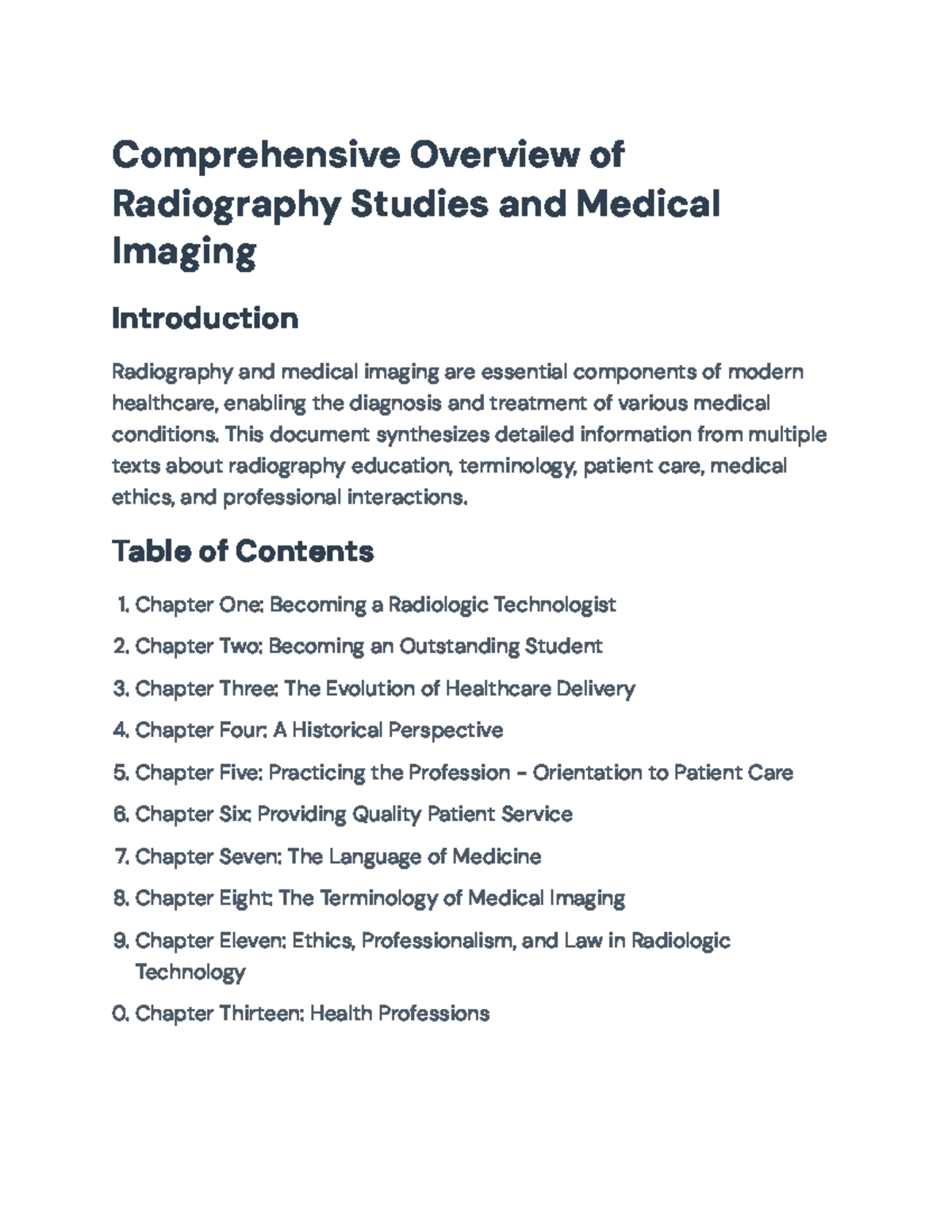Comprehensive Guide to Radiography Studies and Medical Imaging (RA101 ...