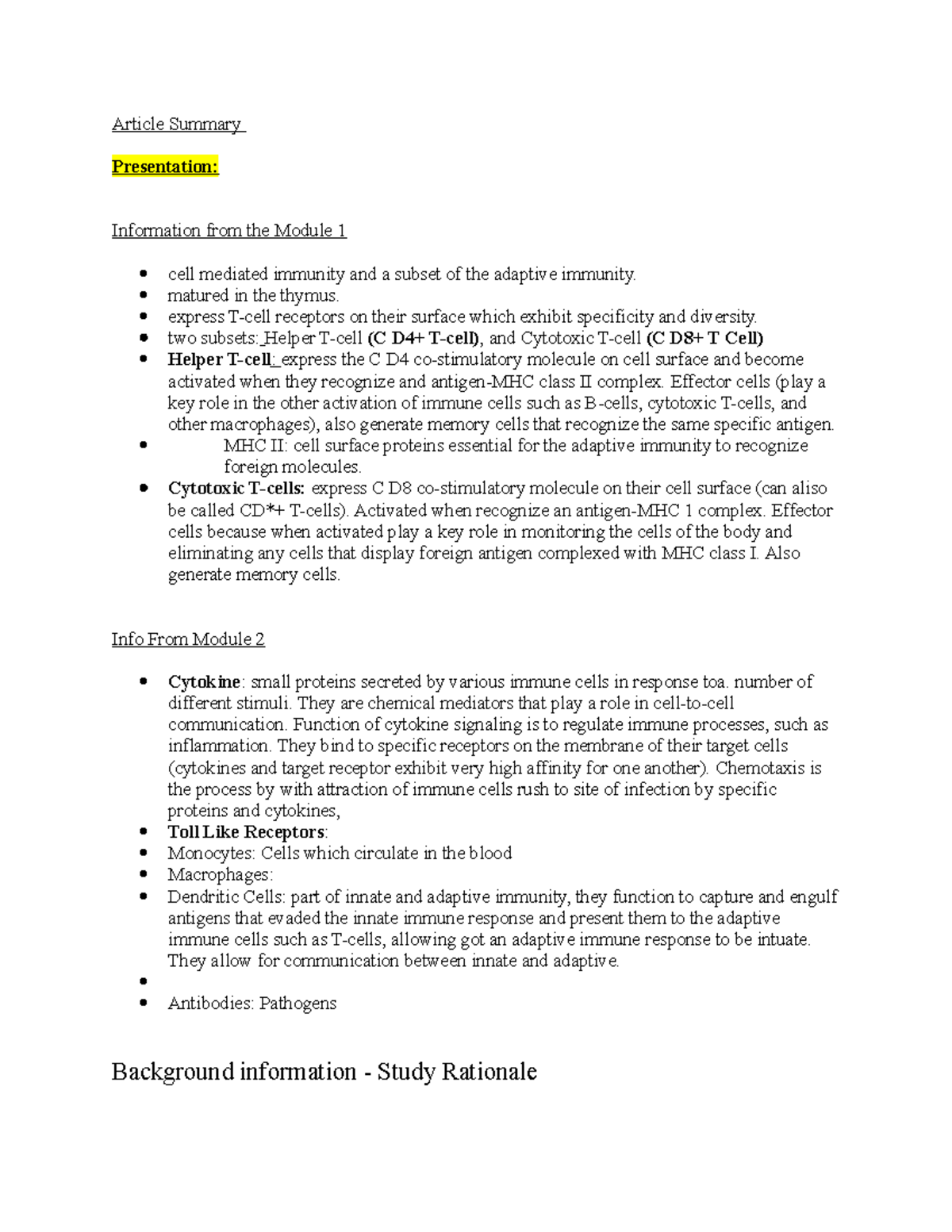Article Summary Notes - Article Summary Presentation: Information from ...