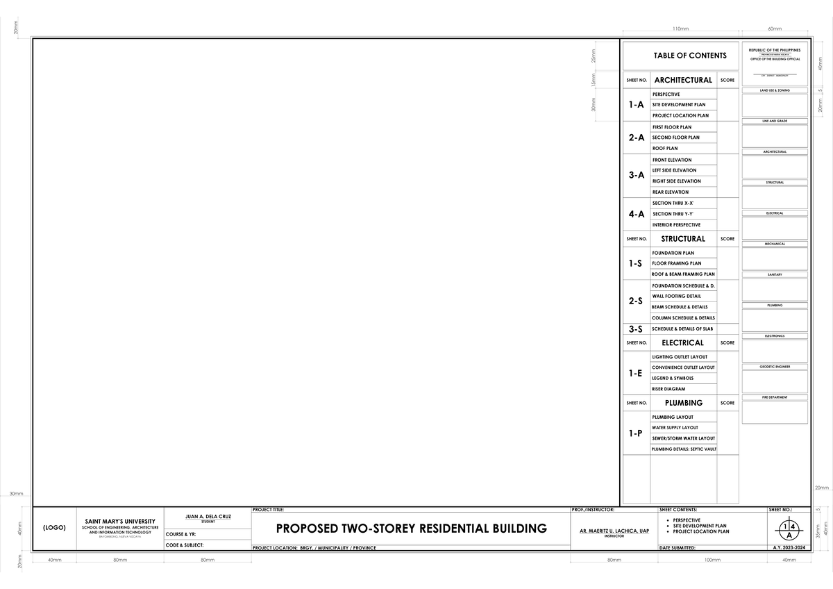 Two-Storey Residential Building Floor Plan - A.Y. 2023 - Engineering ...