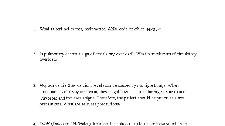 NURS 172 Final Exam Review: Key Concepts & Nursing Interventions - Studocu