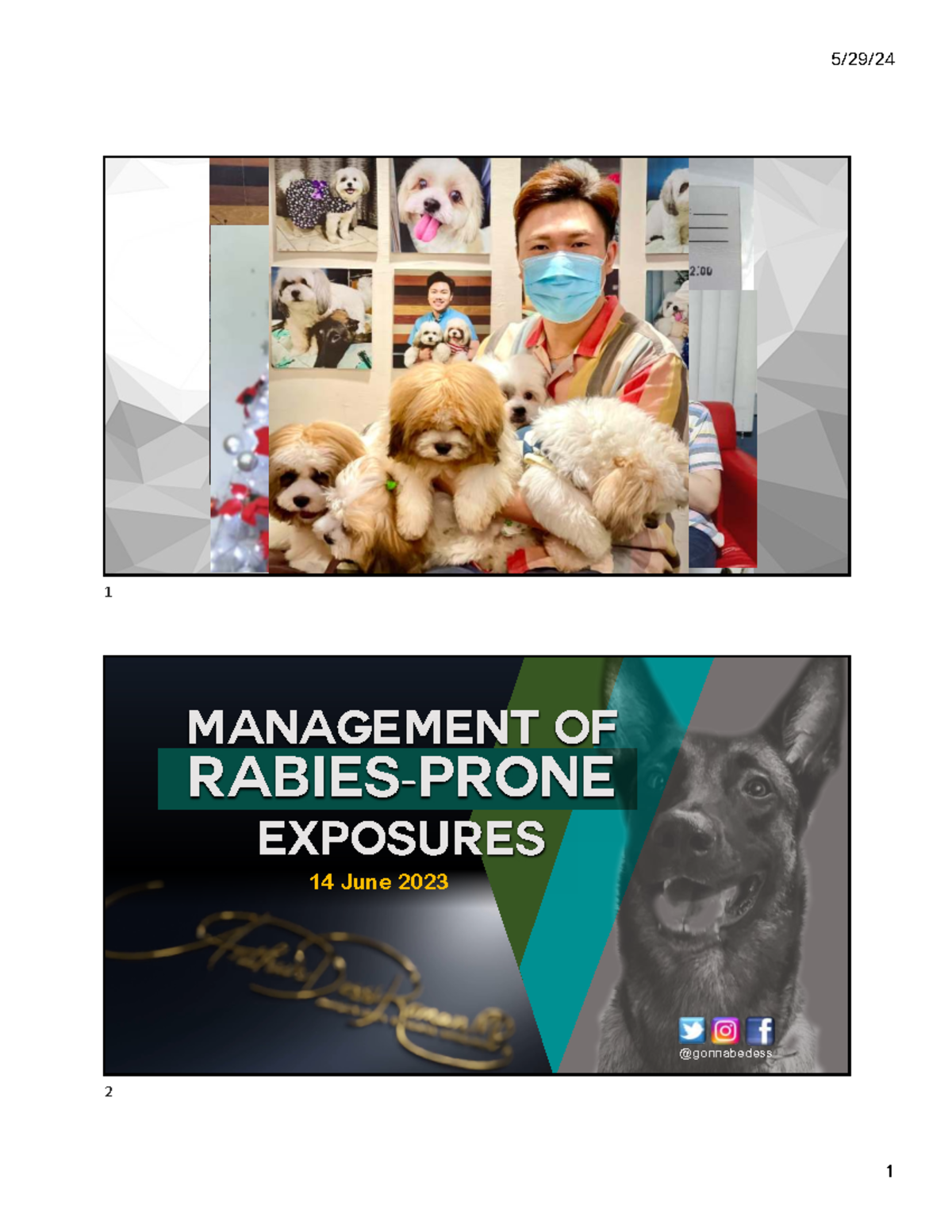 Animal Bite Management Lecture Handout (Course Code: MAIN) - Studocu