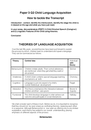 CLA overview - me - child language acquisition review - OCR English ...