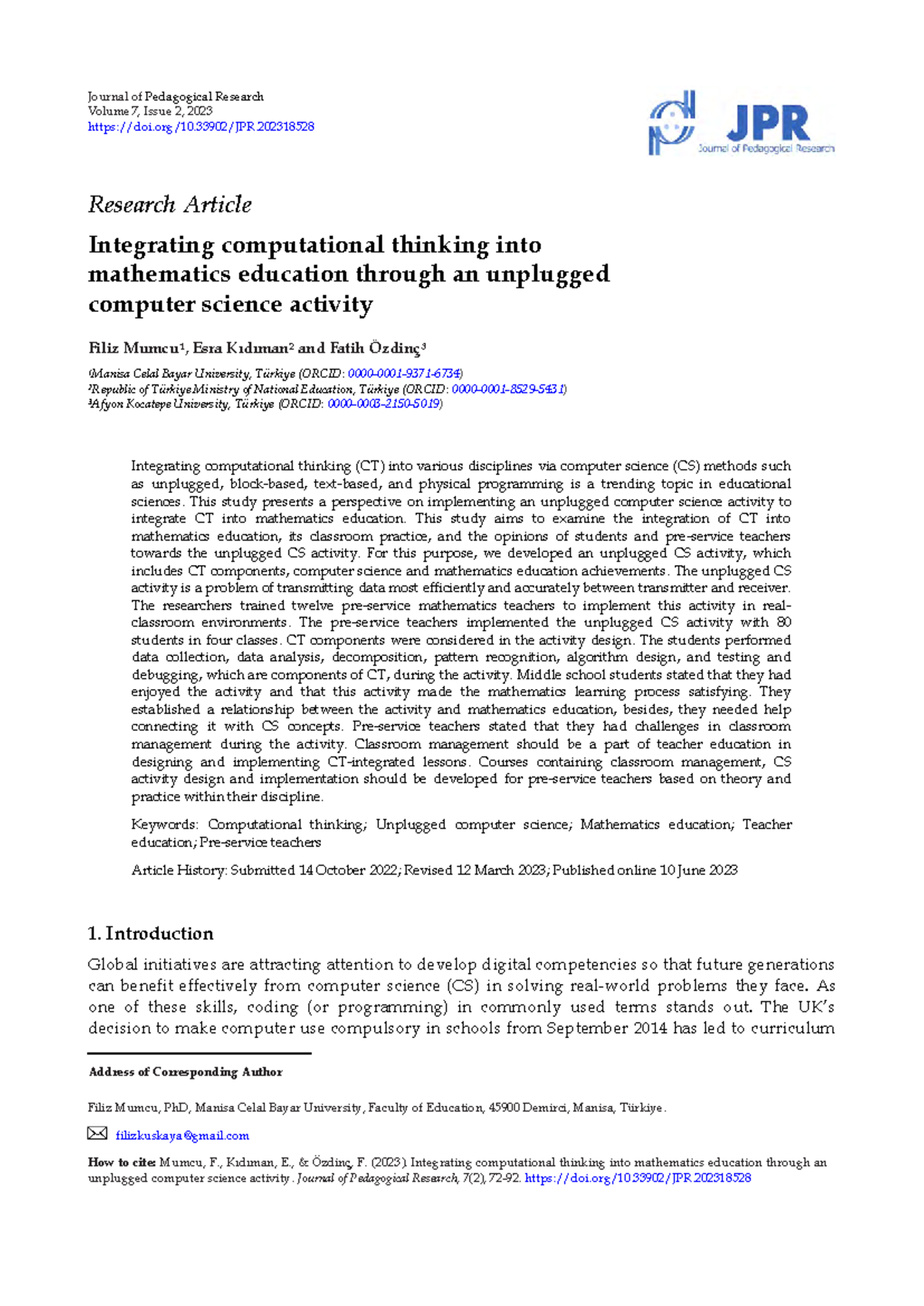 EJ1381452 - Lecture Notes on Integrating Computational Thinking in Math ...