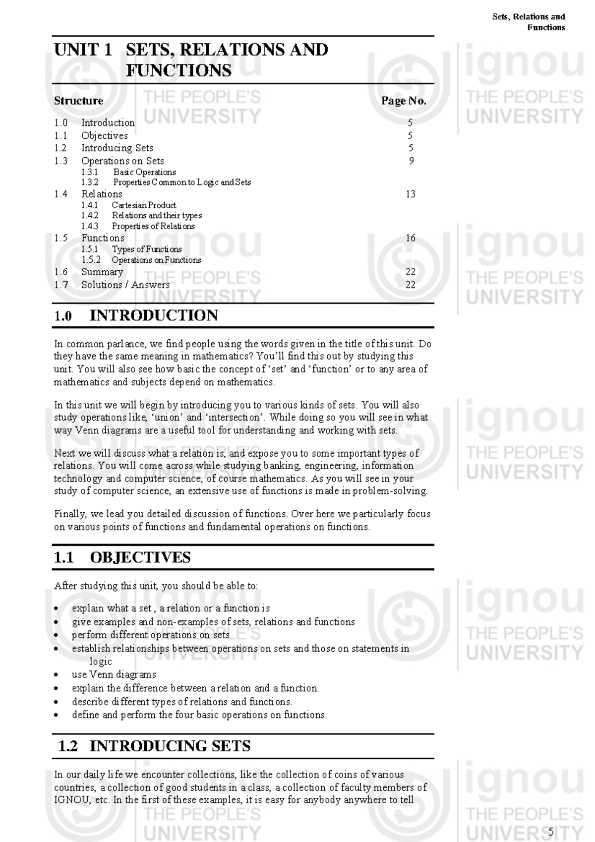 Unit 1: Sets, Relations, and Functions Overview in Discrete Mathematics ...