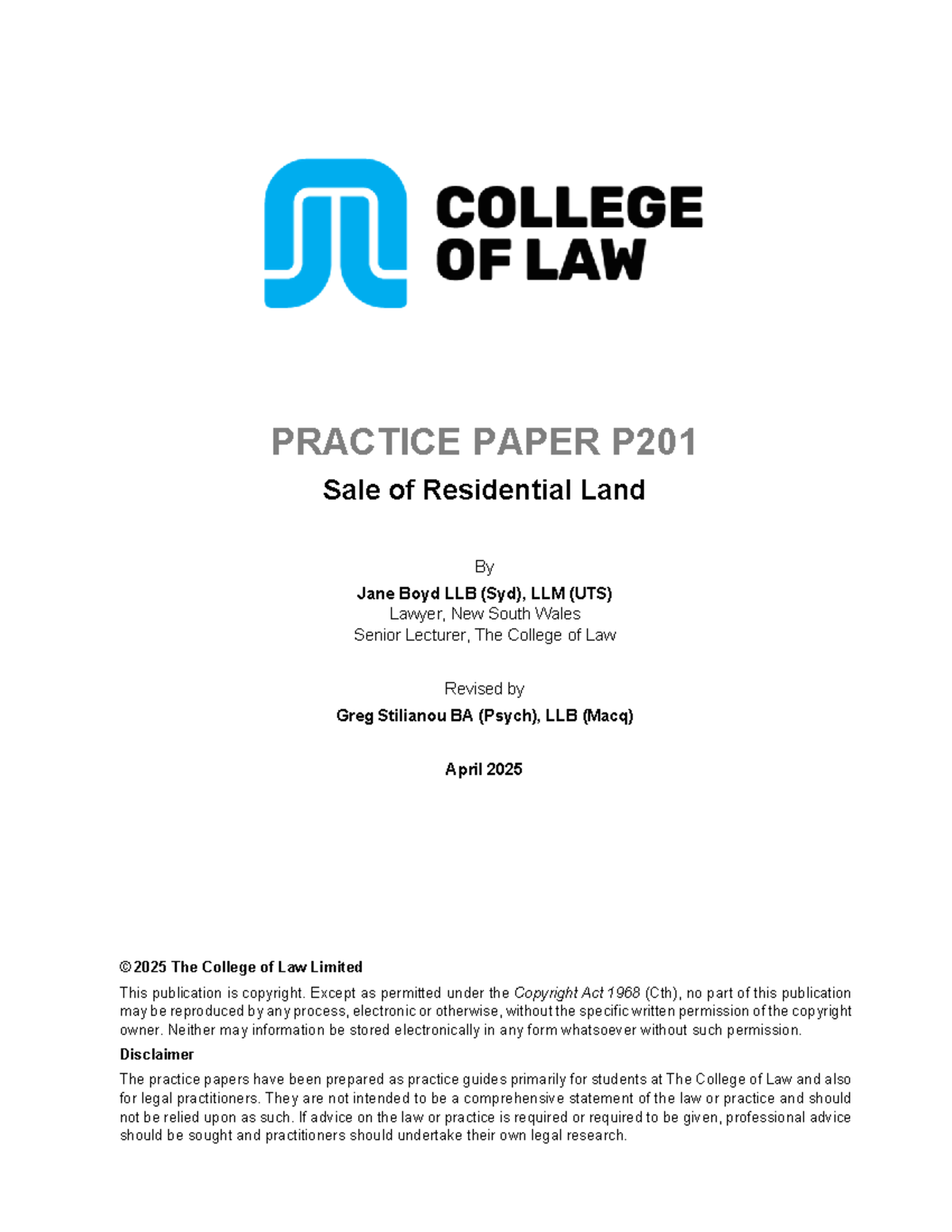 Practice Paper P201: Sale of Residential Land Guide - Studocu