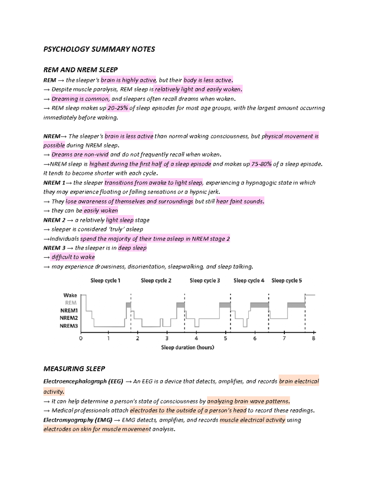 PSY 101 Final Exam Study Notes: Sleep and Circadian Rhythms - Studocu