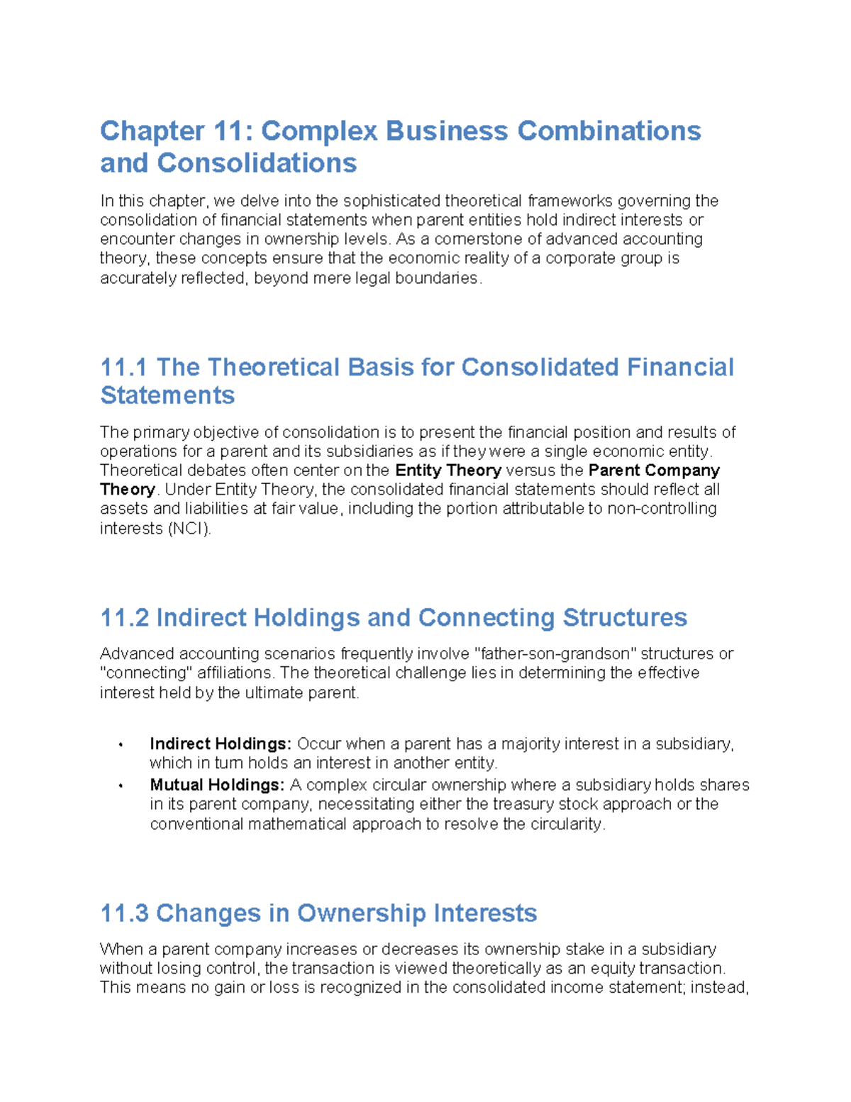 Chapter 11: Complex Business Combinations & Consolidations (Advanced ...