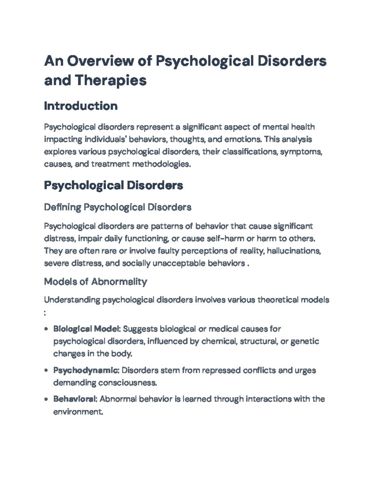 Psychological Disorders and Therapies Overview: A Comprehensive Guide ...