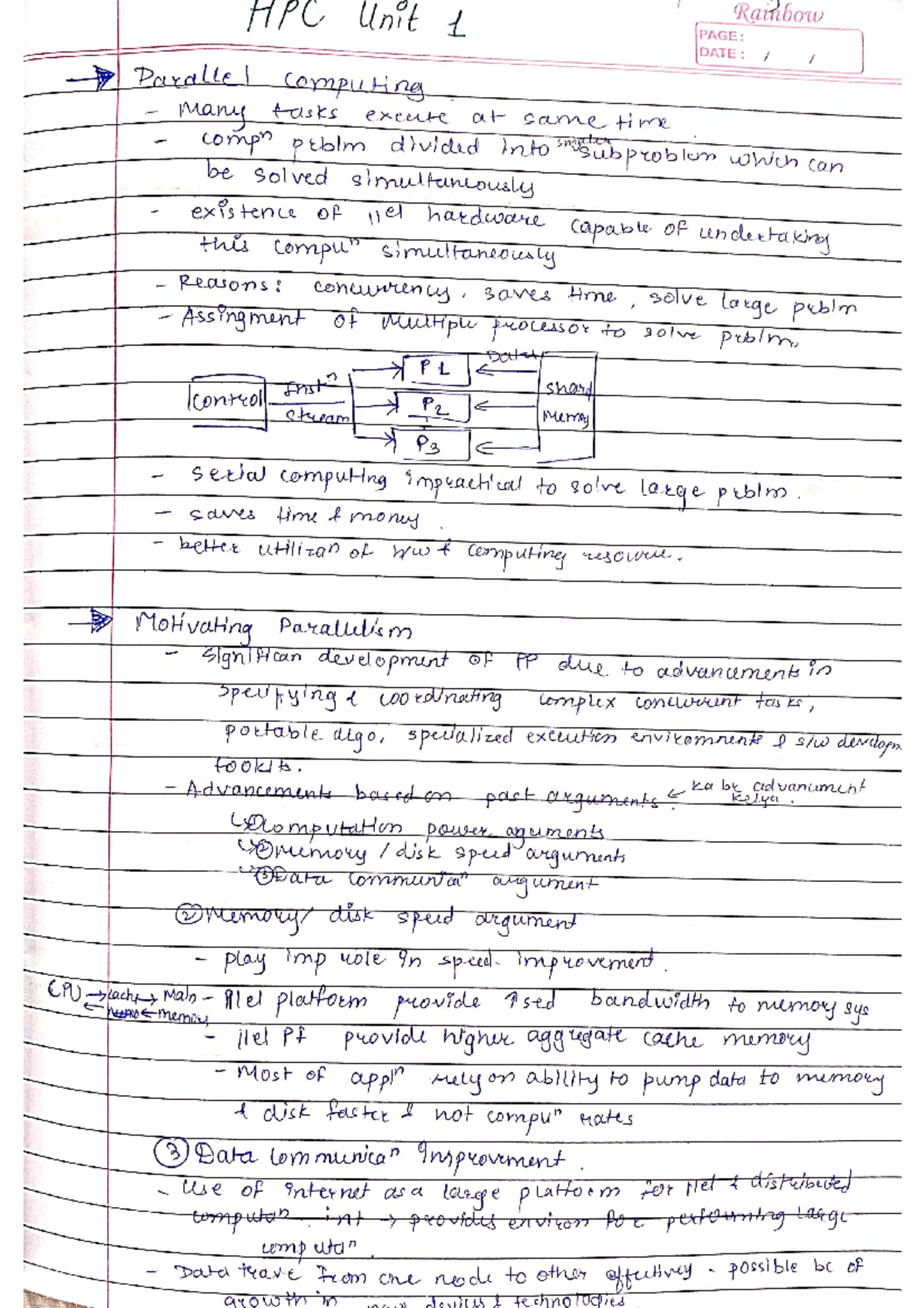HPC Unit 1 Handwritten Notes - SPPU Summary - Studocu