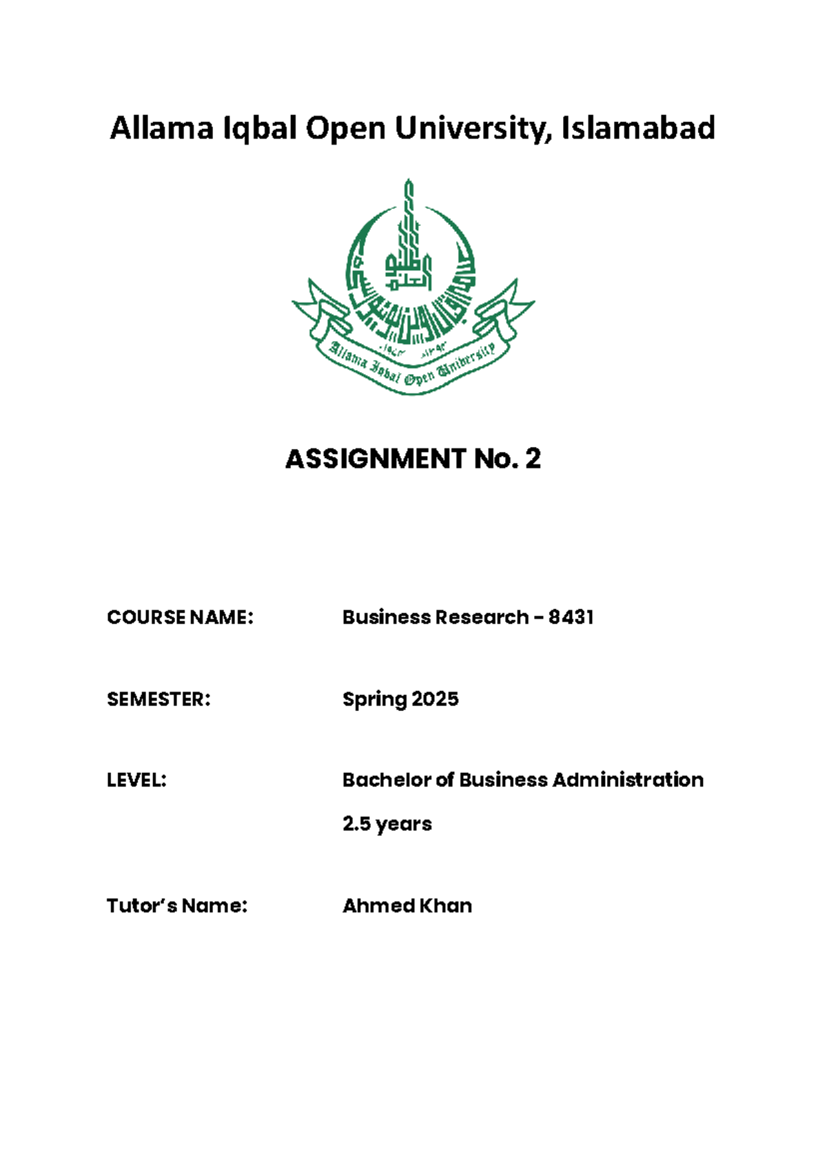 Business Research Assignment 2 - Methods of Primary Data Collection ...