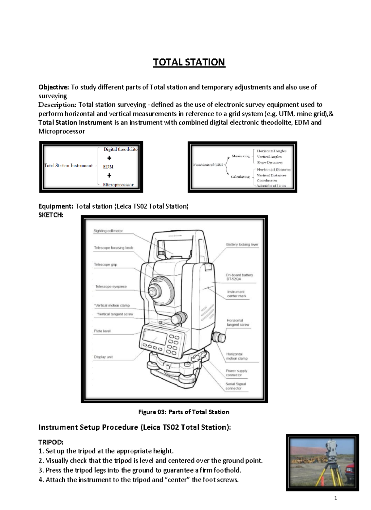 Total Station Surveying: Setup, Procedures, and Analysis - Studocu
