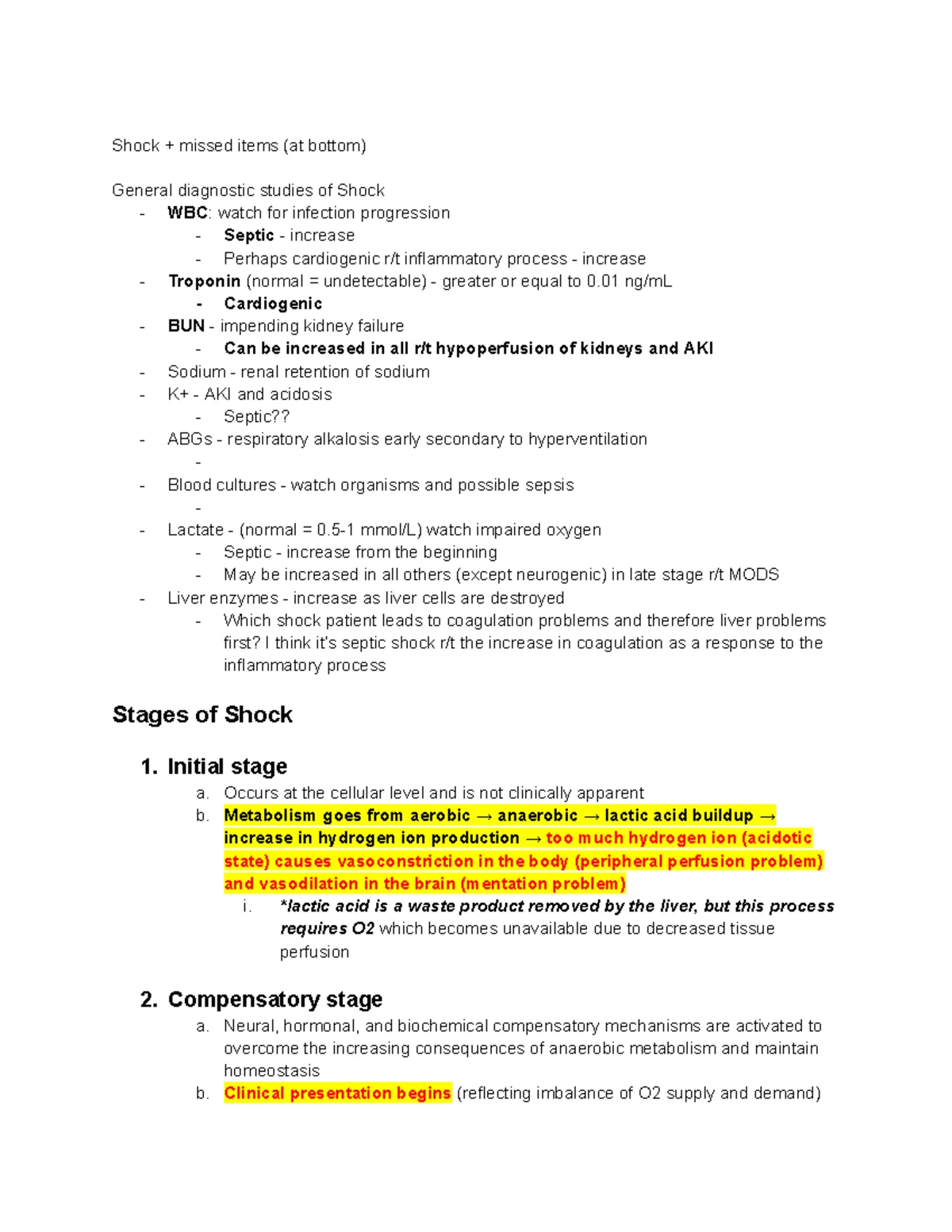 Week 7 Active Learning Template: Hypovolemic Shock Overview - Studocu