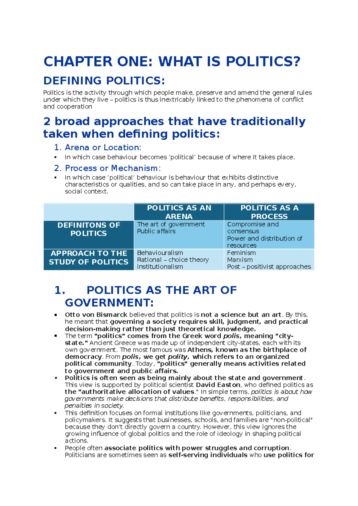 PS 101: Chapter One Summary - Defining Politics and Its Dimensions ...