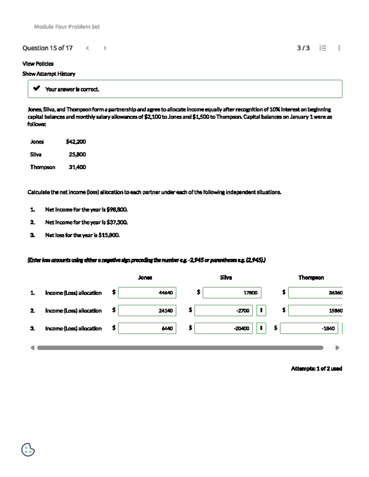 ACC 405 - Module 4 Problem Set: Income Allocation for Partners - Studocu