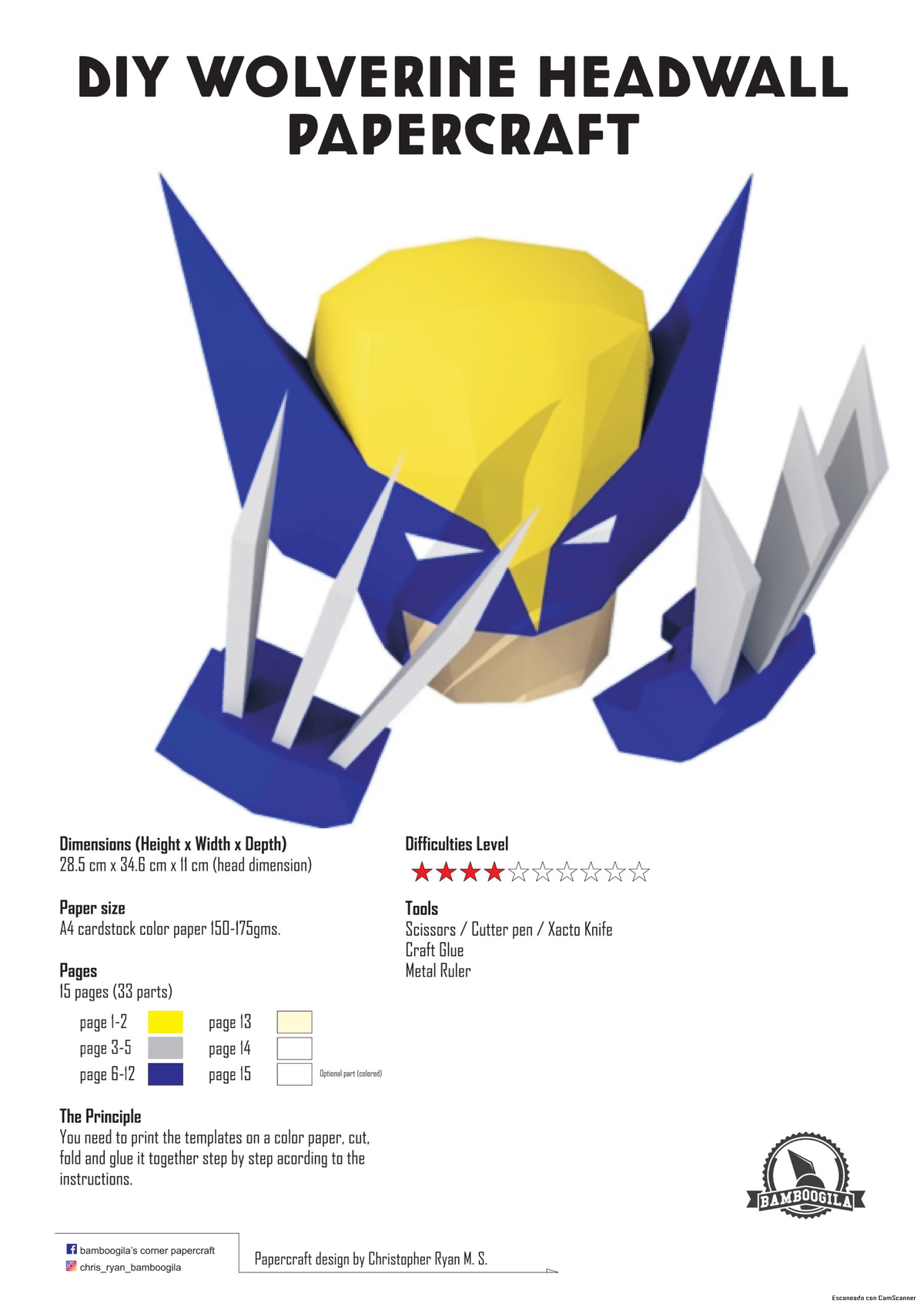 DIY Wolverine Headwall Papercraft Instructions and Dimensions - Studocu