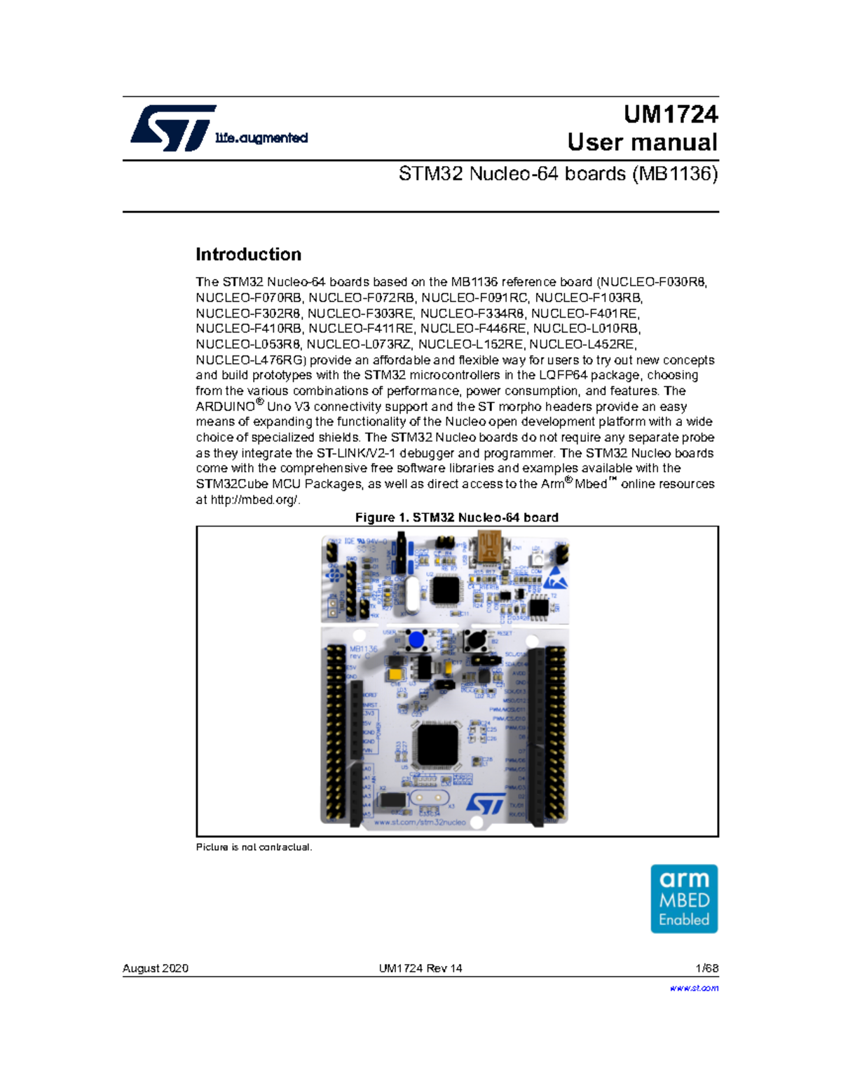 STM32 Nucleo 64 User Manual - August 2020 UM1724 Rev 14 1/ 1 UM User ...