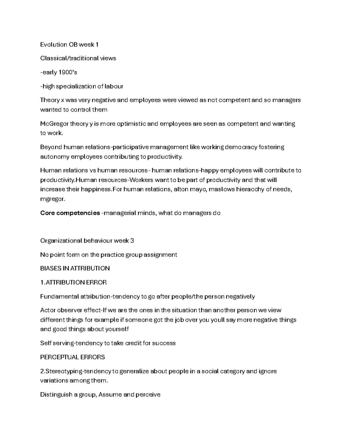 Unit 3 OB Lecture Notes: Specialization, Attribution, and Perception ...