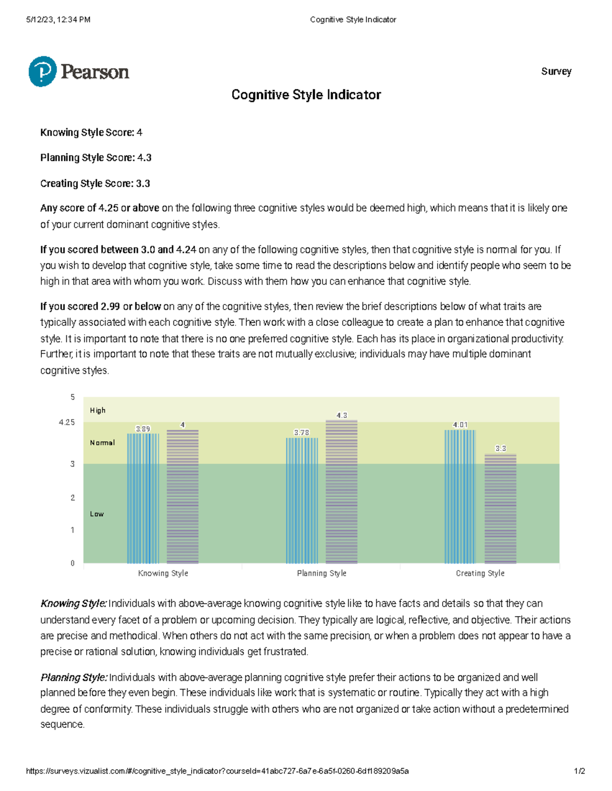 Cognitive Style Indicator Survey Results and Insights (CS-101) - Studocu