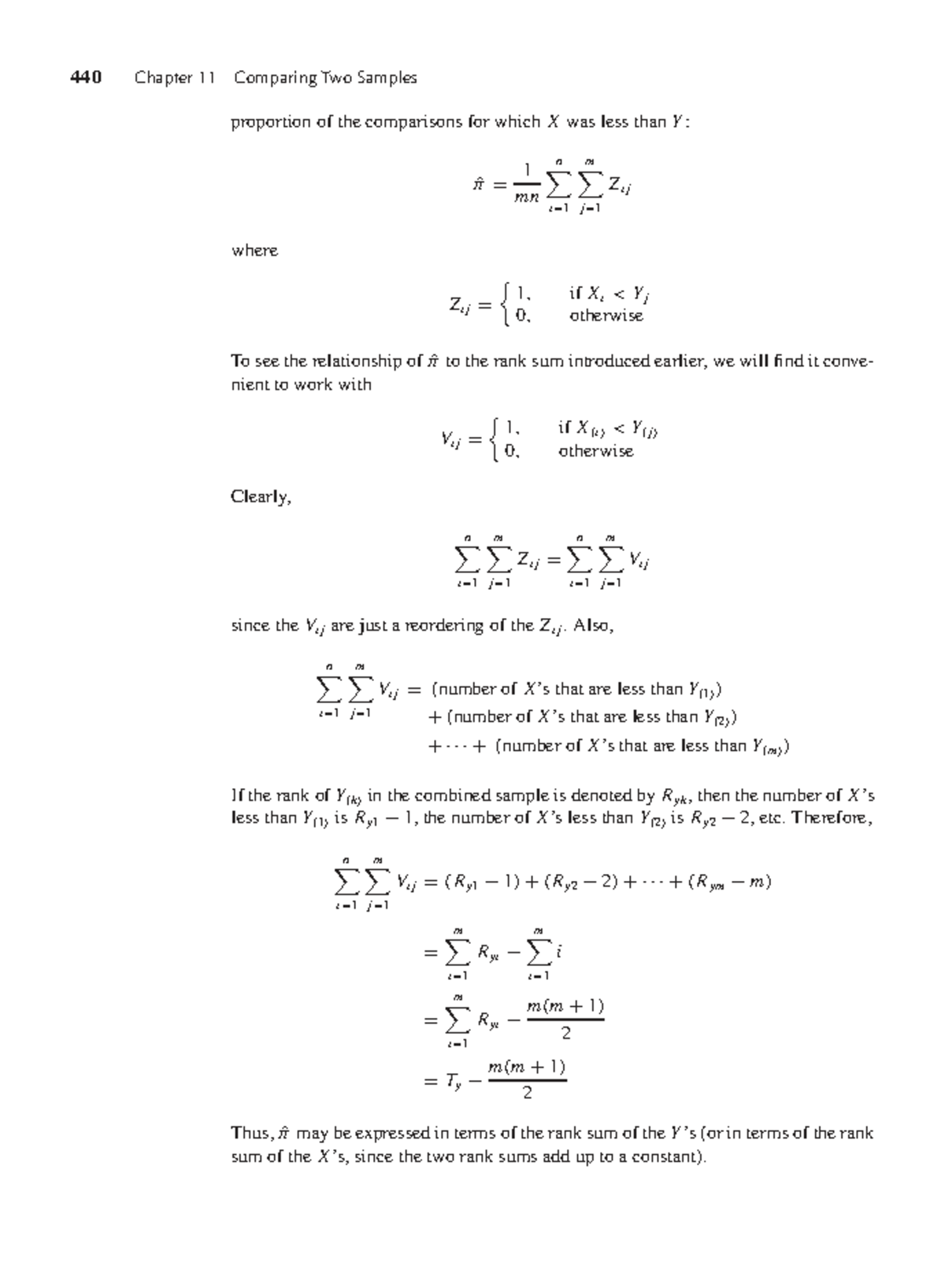 440 Chapter 11: Comparing Two Samples in Statistical Analysis - Studocu