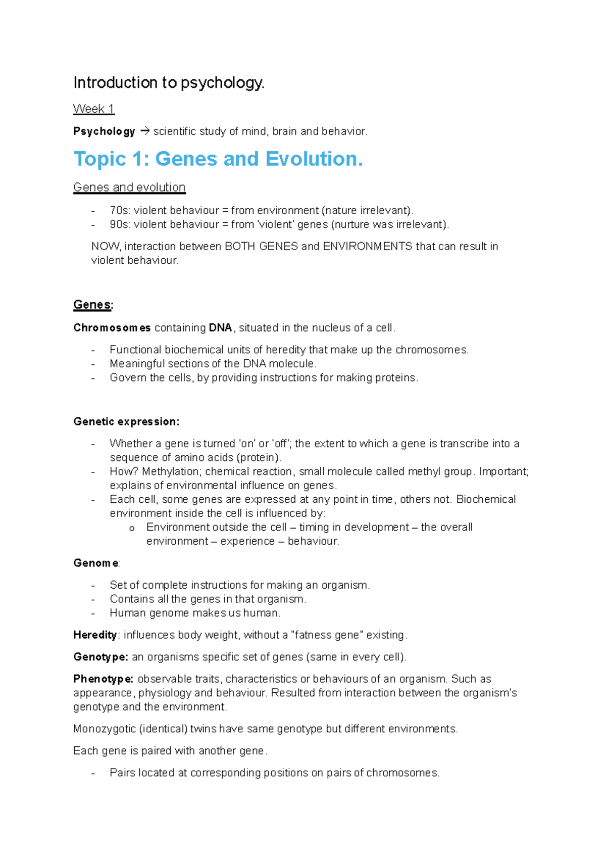 PSY101: Introduction to Psychology - Week 1 Overview and Key Concepts ...