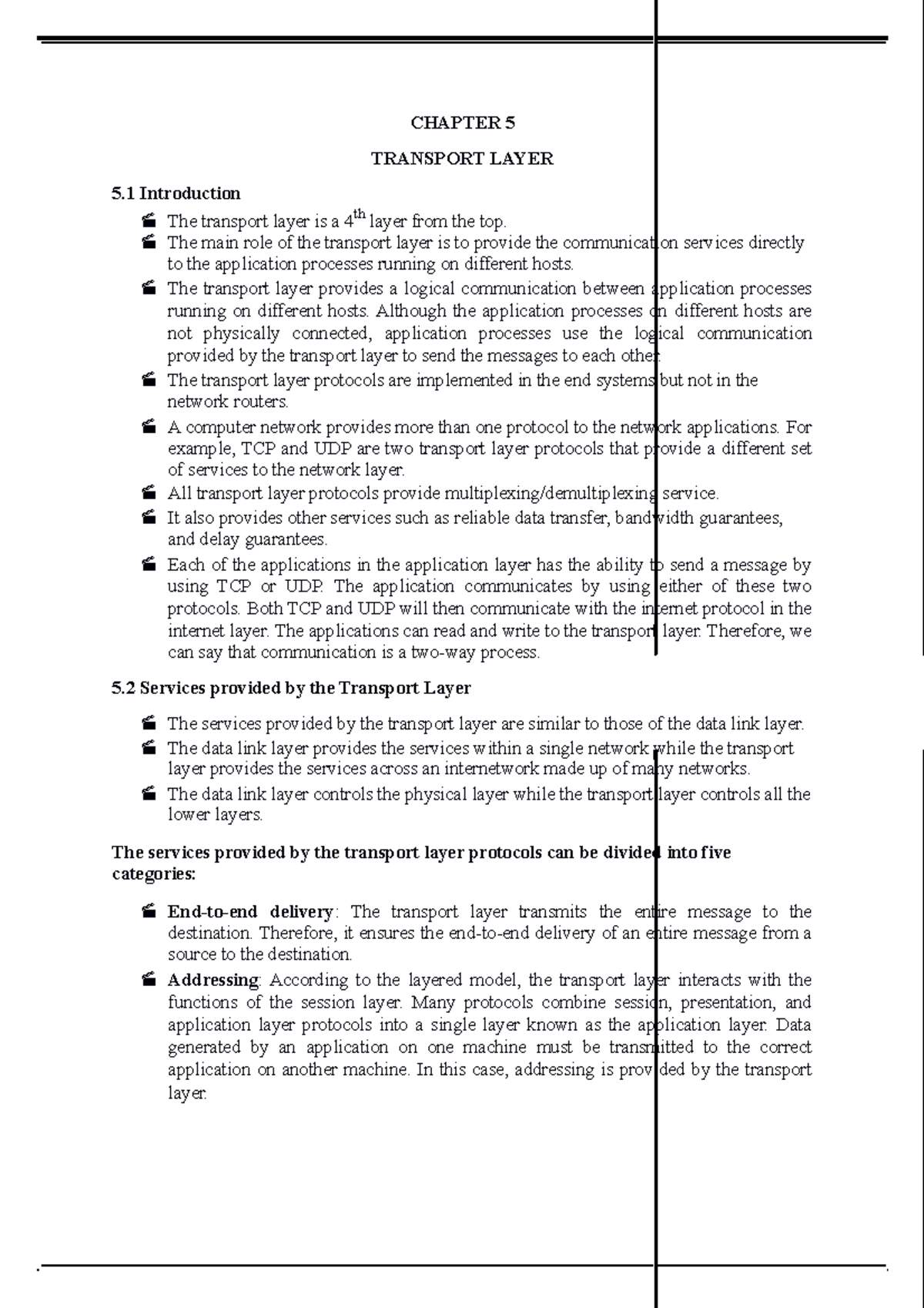 CN Chapter 5 Transport Layer Notes - 2023 Study Guide - Studocu