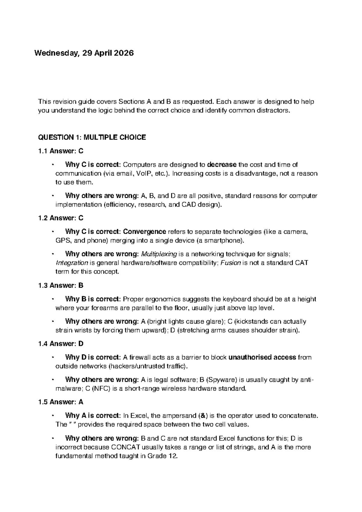 CAT Revision Notes: Understanding Key Concepts and Answers - Studocu