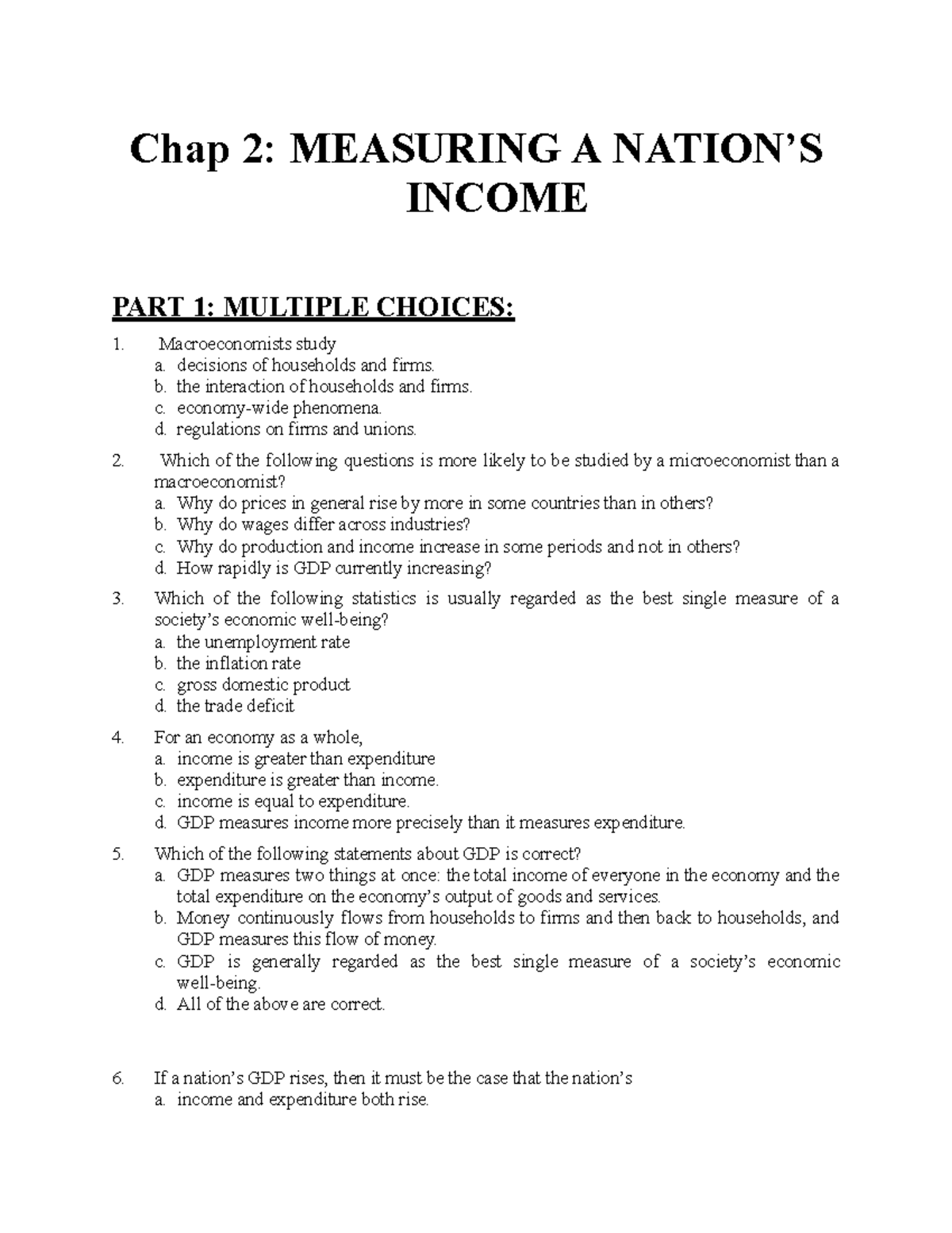 Chap 2 Measuring A Nation’S Income - Chap 2: MEASURING A NATION’S ...