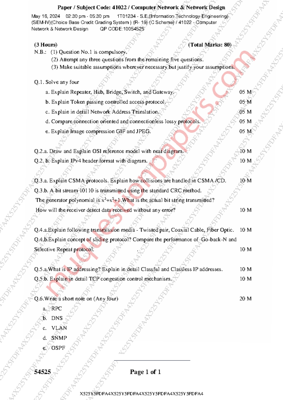 Computer Network Design (41022) Previous Year Papers 2024 - Studocu