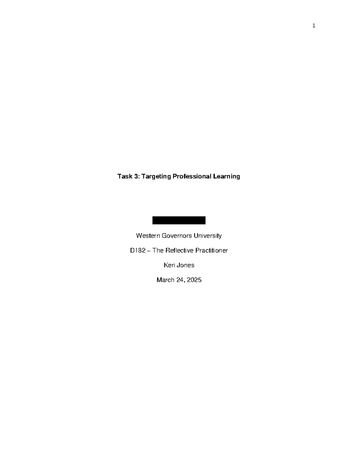 D182 Task 3: Strategies for Targeting Professional Learning - Studocu