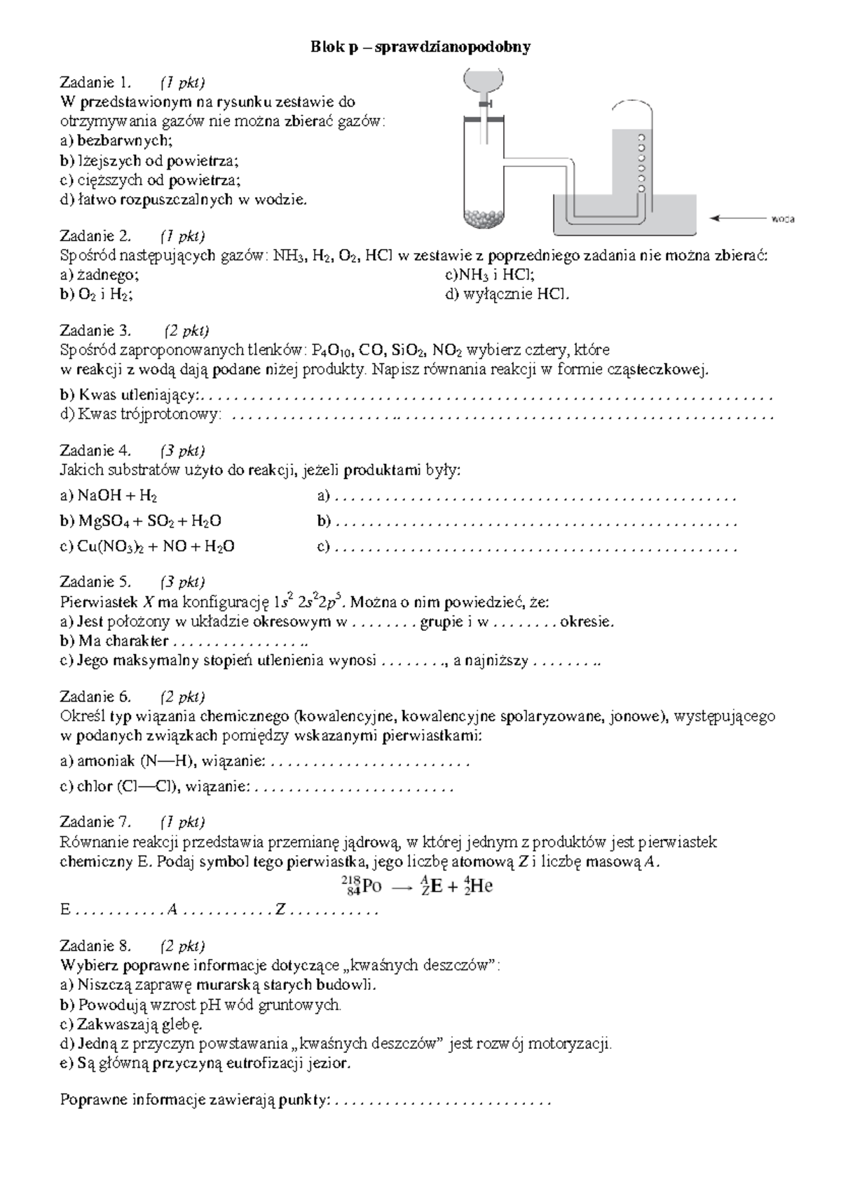 Sprawdzian Z Chemii Cały Rok 3 Gimnazjum www.studocu.com