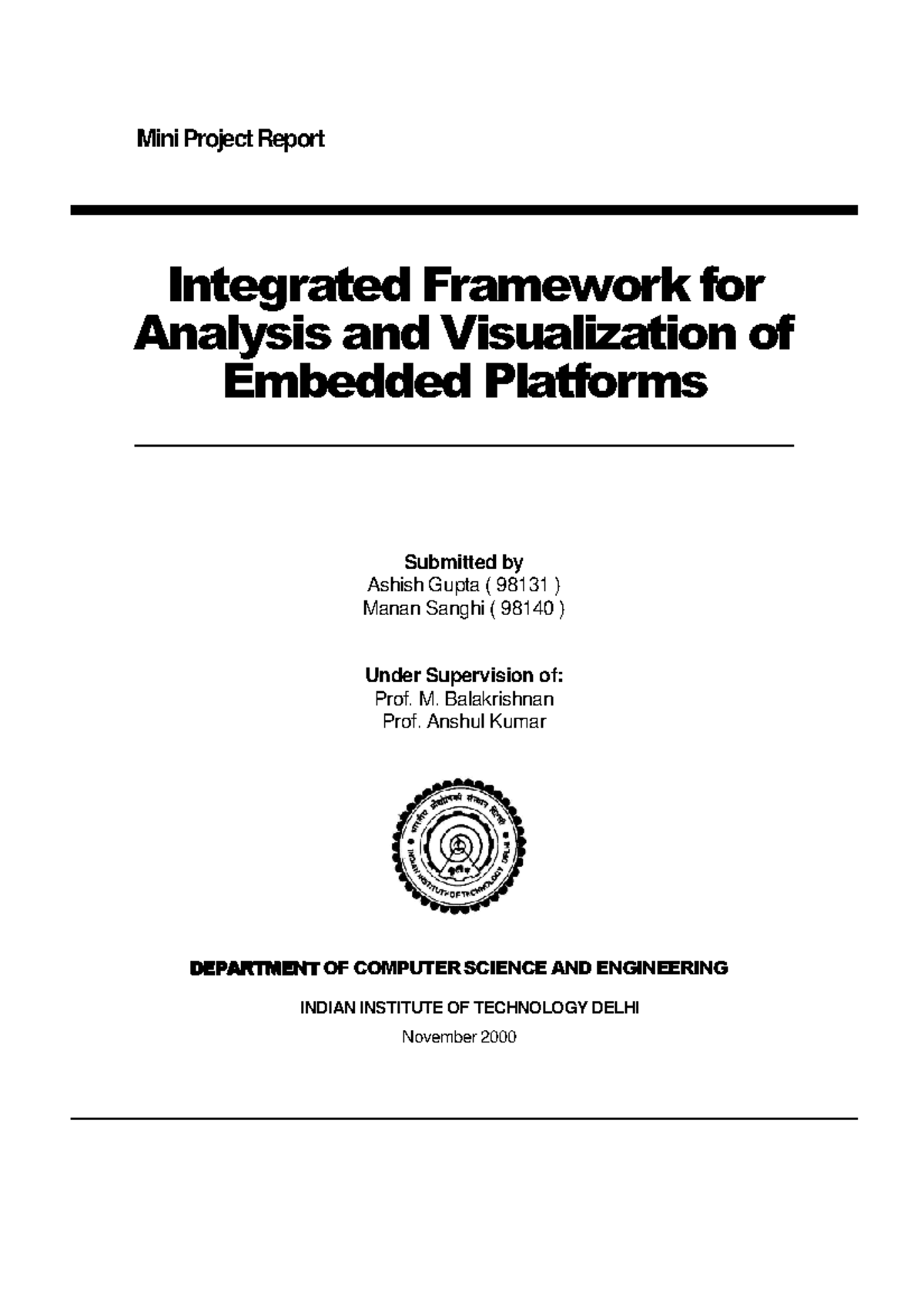 Final Project Report on ASSET Framework for Embedded Systems (CS101 ...