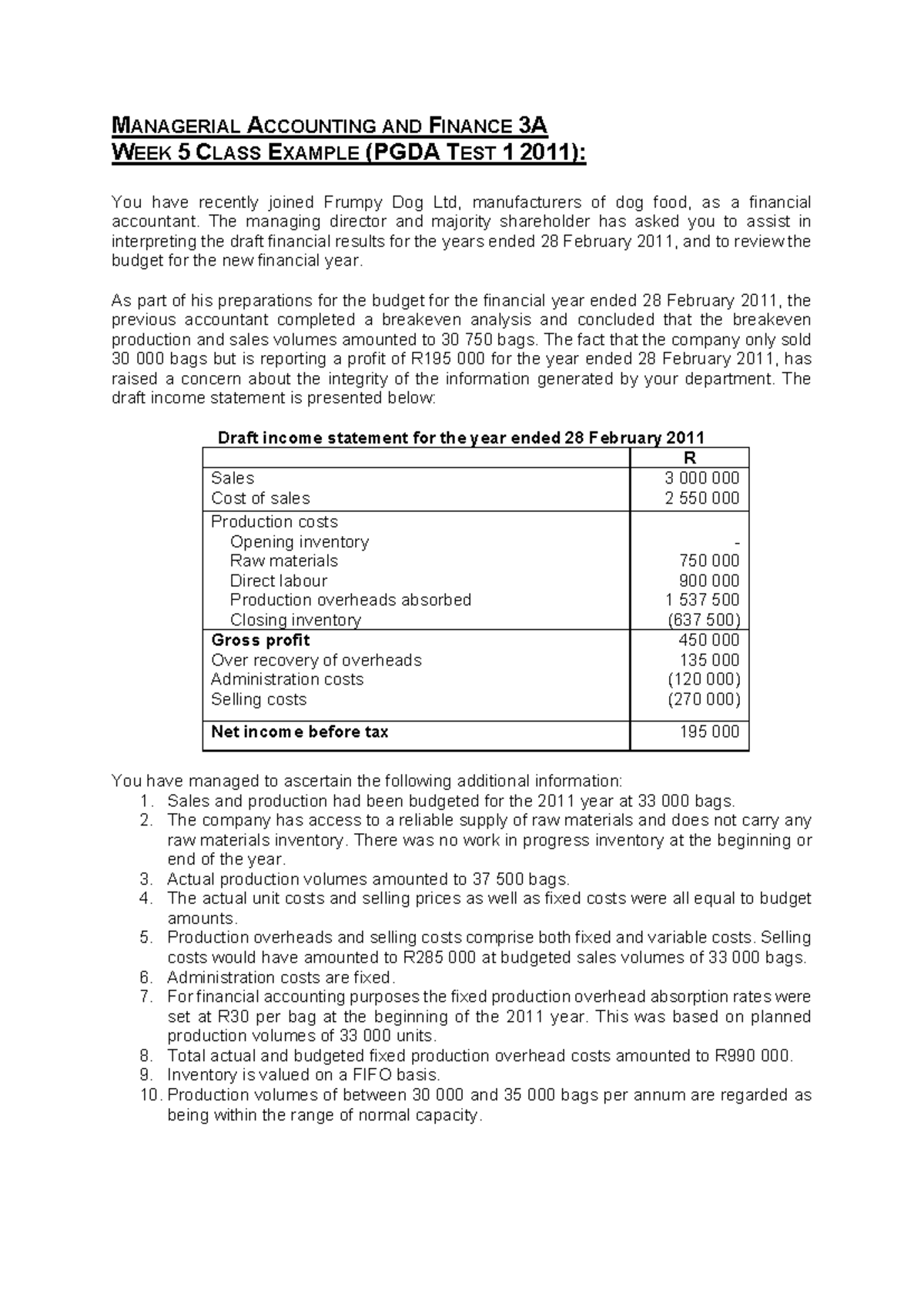 ACCT331 Week 5 Class Example: Financial Analysis of Frumpy Dog Ltd ...