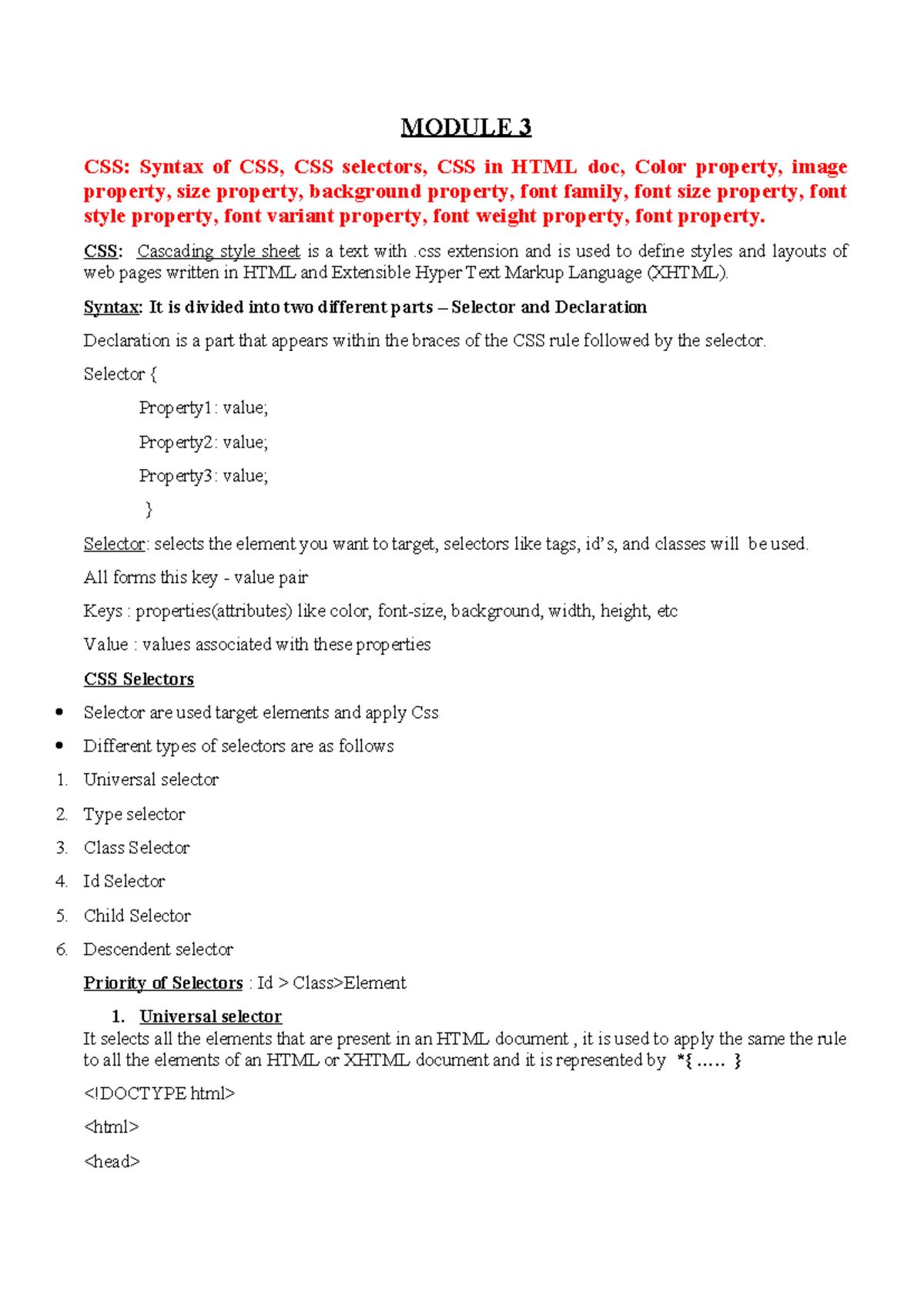 Mod-3 css - module 3 web prog - MODULE 3 CSS: Syntax of CSS, CSS ...