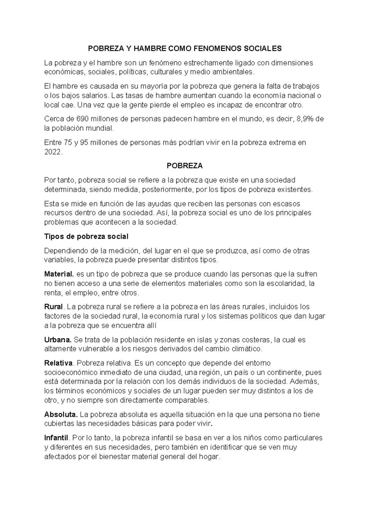 Pobreza y Hambre: Análisis de Fenómenos Sociales y Causas Principales ...
