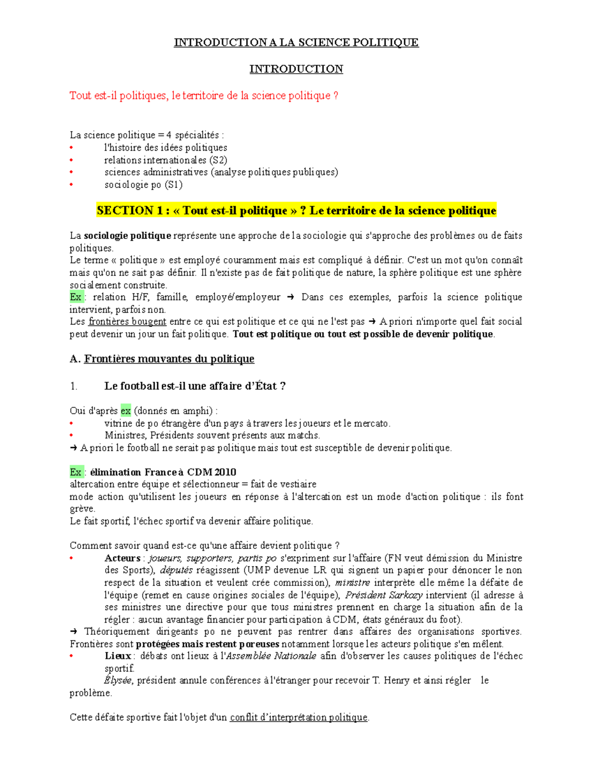 Science politique Integraliter DU Cours - INTRODUCTION A LA SCIENCE ...