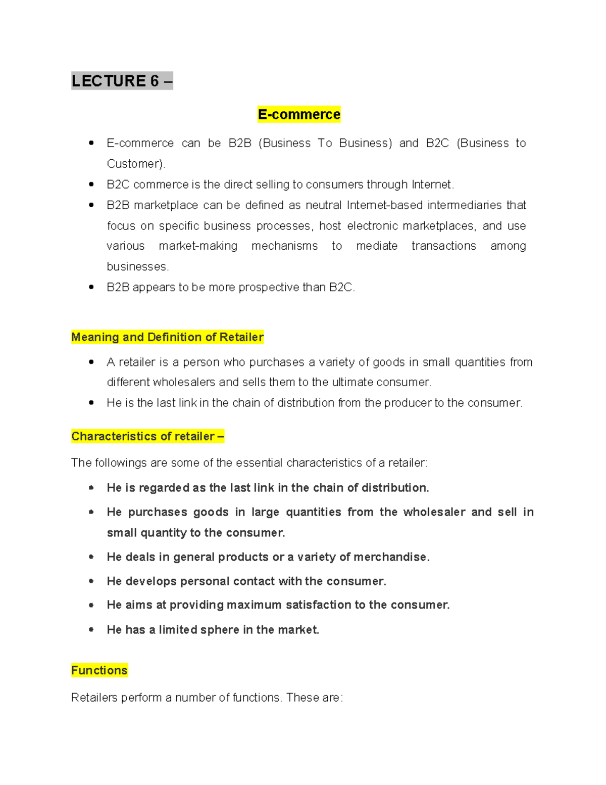 E-commerce Lecture Notes: Key Insights on Retail Trends (6-8) - Studocu
