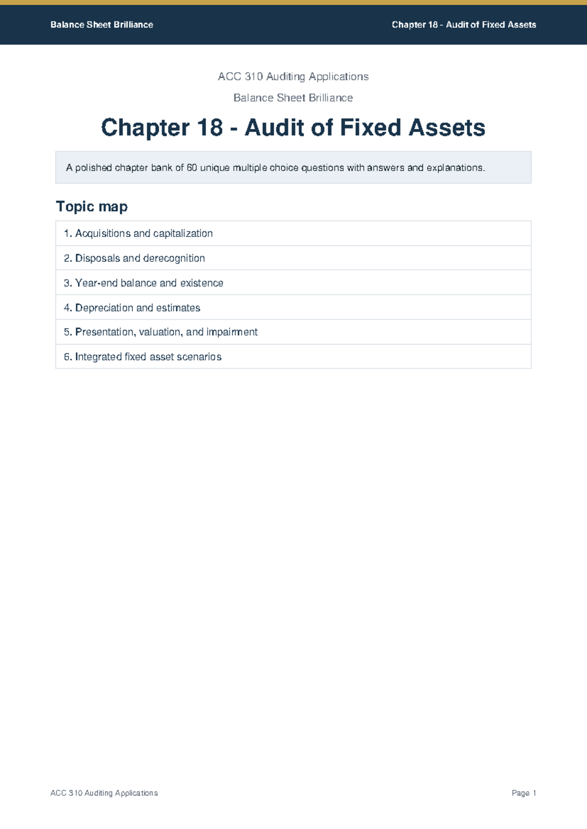 ACC 310 Final Exam Review: Chapter 18 Audit of Fixed Assets - Studocu