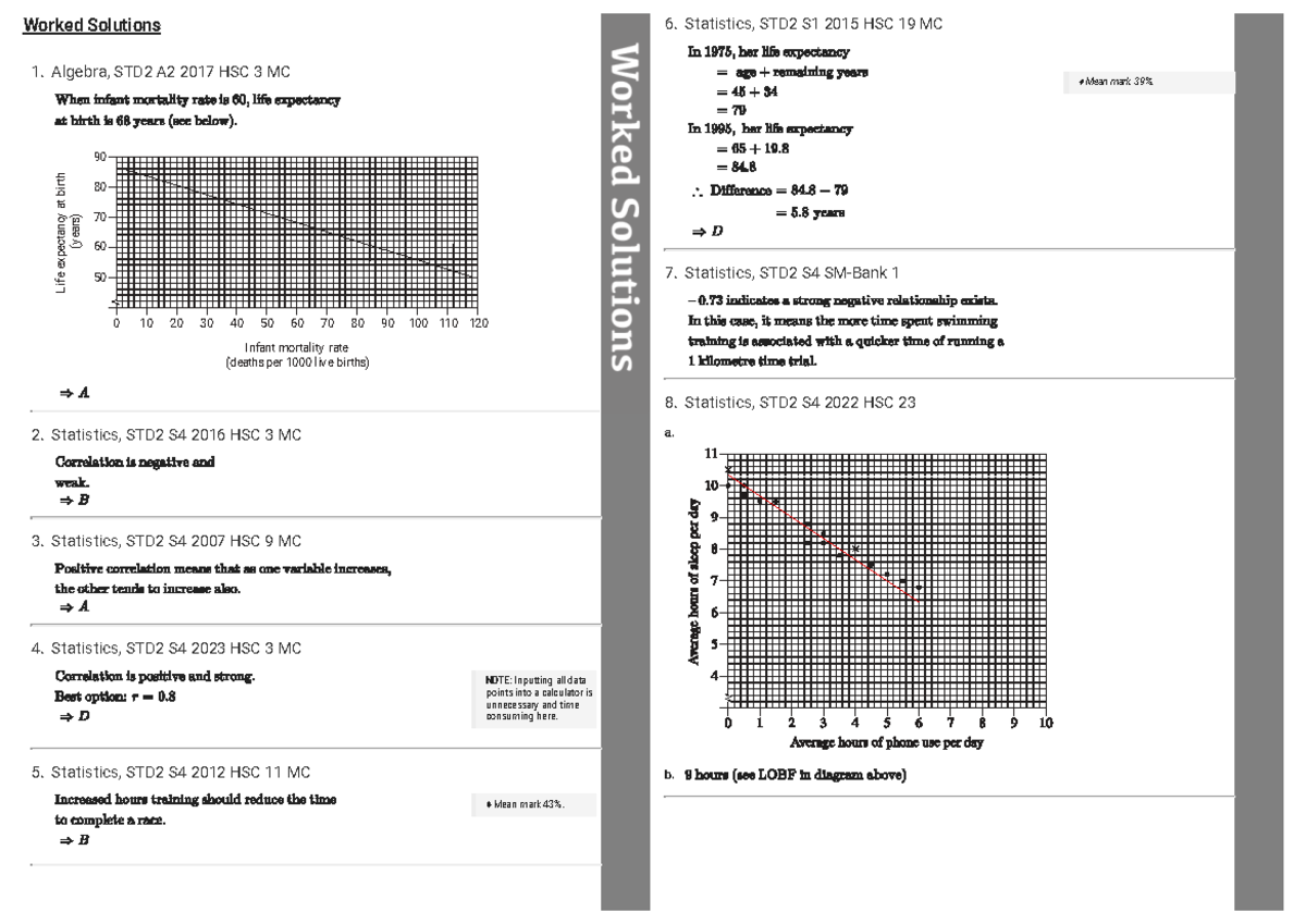 Statistics, STD2 S4 2025 Year 12 Chapter 5 Bivariate Analysis - Studocu