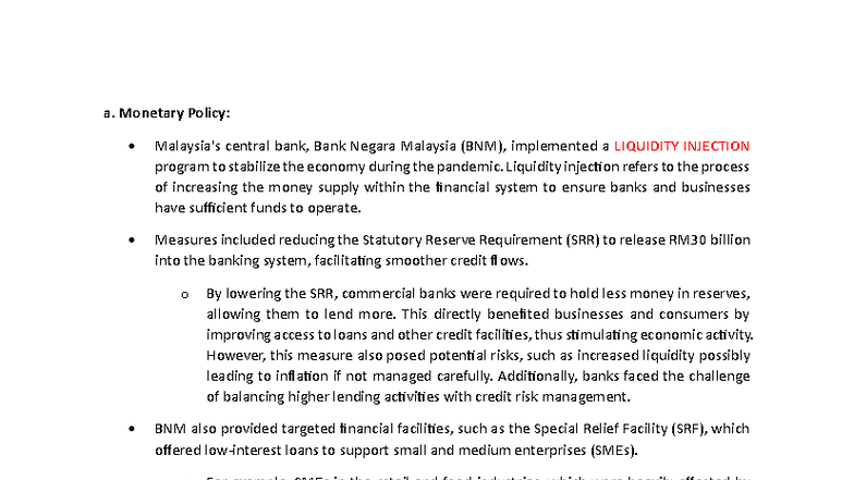 Monetary Policy Strategies by BNM: Liquidity Injection & OPR ...