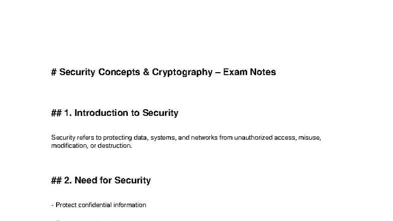SEC 101: Security Concepts & Cryptography Exam Notes - Studocu